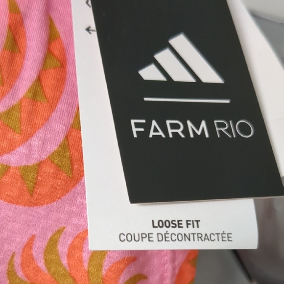 Adidas Pink and Orange Floral Tank Top Loose Fit Style. Size S Fits Size M Too. - Picture 5 of 6